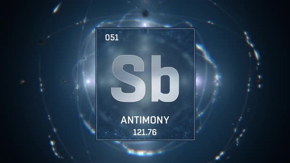 Antimony as Element 51 of the Periodic Table on Blue Background