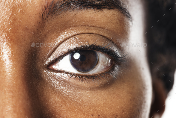 Woman's eye with smart contact lens futuristic technology - Stock Photo - Images