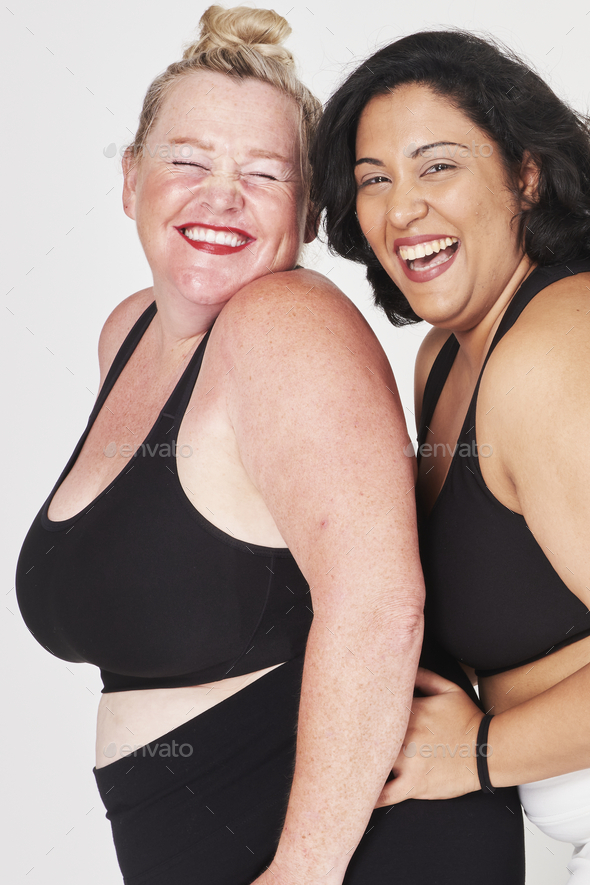 Body positivity lingerie happy plus size model posing Stock Photo by  Rawpixel