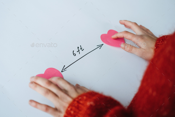 Social Distancing between couple in love, Valentines Day - Stock Photo - Images