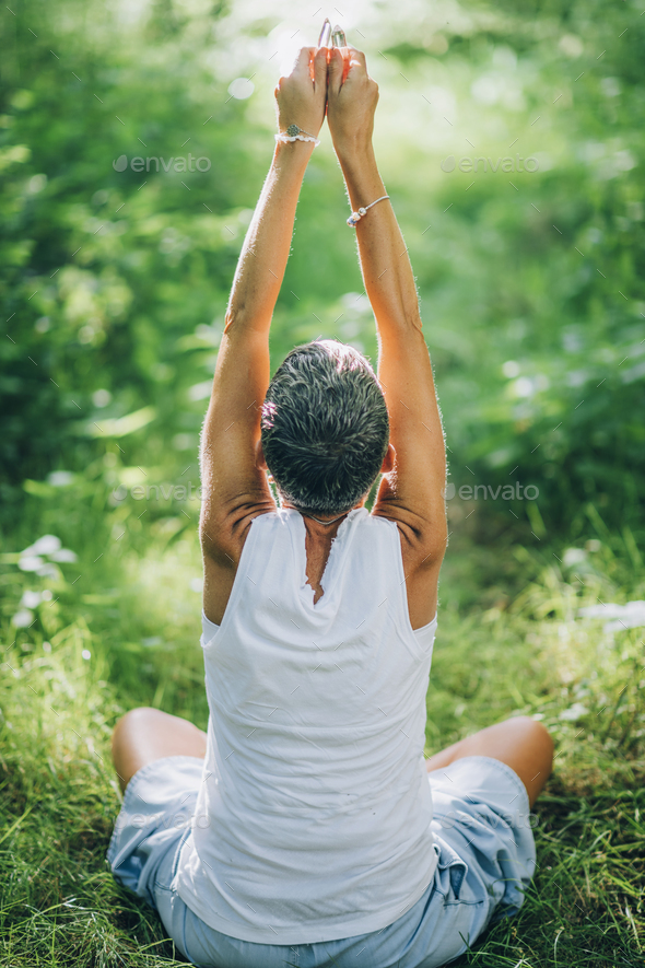 Practicing Mindfulness for Gratitude and Fulfilment, Feeling Connected with Nature - Stock Photo - Images