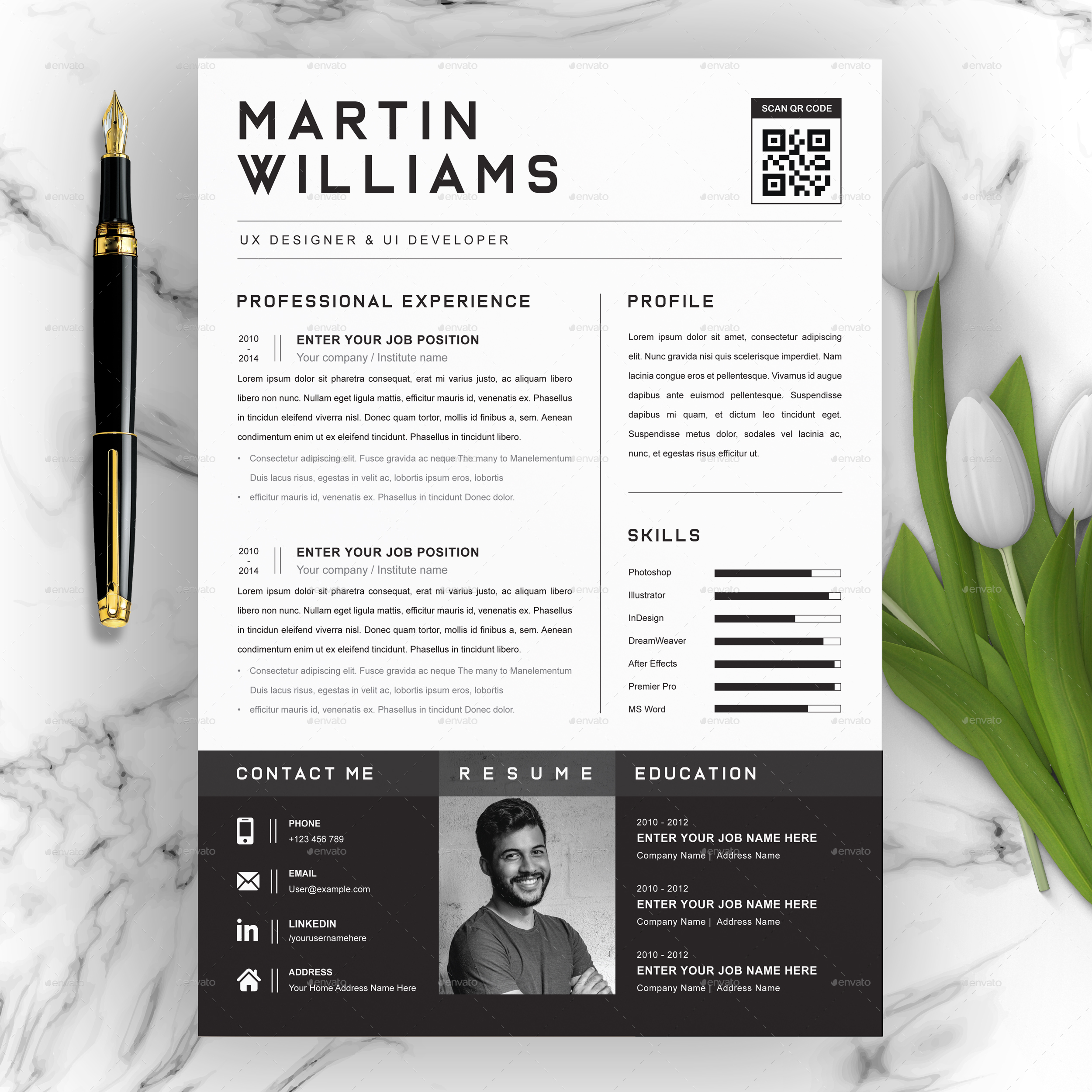 Ui Ux Developer Resume By Resumeinventor Graphicriver