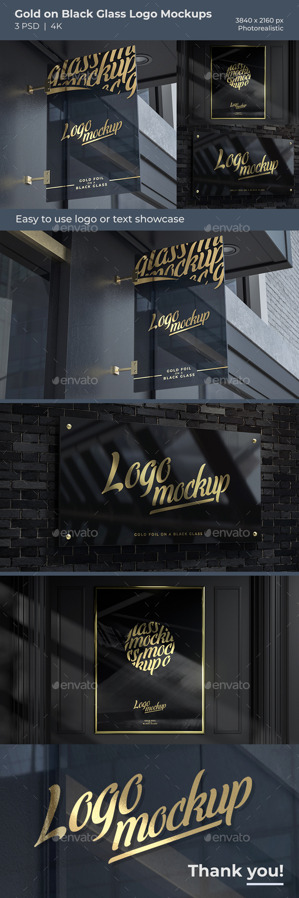 Download Gold Foil On A Black Glass Logo Mockup By Listygrey Graphicriver