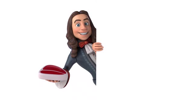 3D animation of a cartoon man in historical baroque costume alt