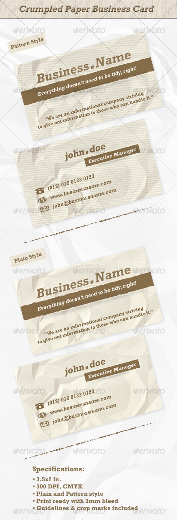 Crumpled Paper Business Card - Grunge Business Cards