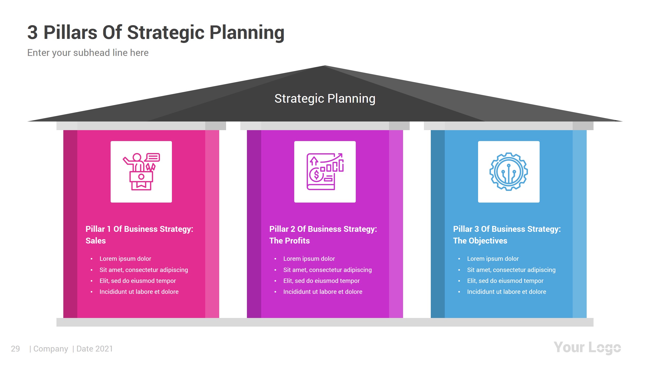 Strategic Planning PowerPoint Template Diagrams by SlideListing