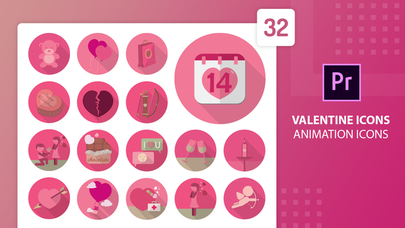 Valentine Animation Icons | Premiere Pro MOGRT