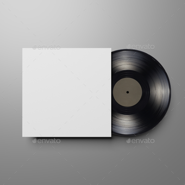 Descent Interaktion ledningsfri Vinyl record with blank cover on gray background. Mock up template. Stock  Photo by Ha4ipuri