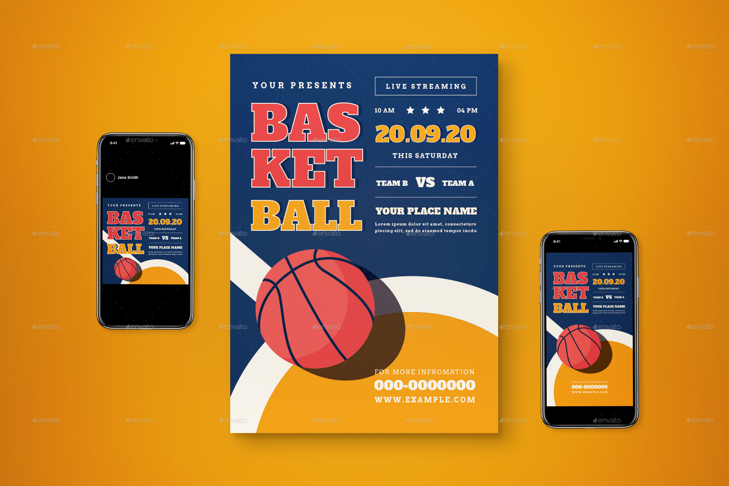 Basketball Live Streaming, Print Templates | GraphicRiver