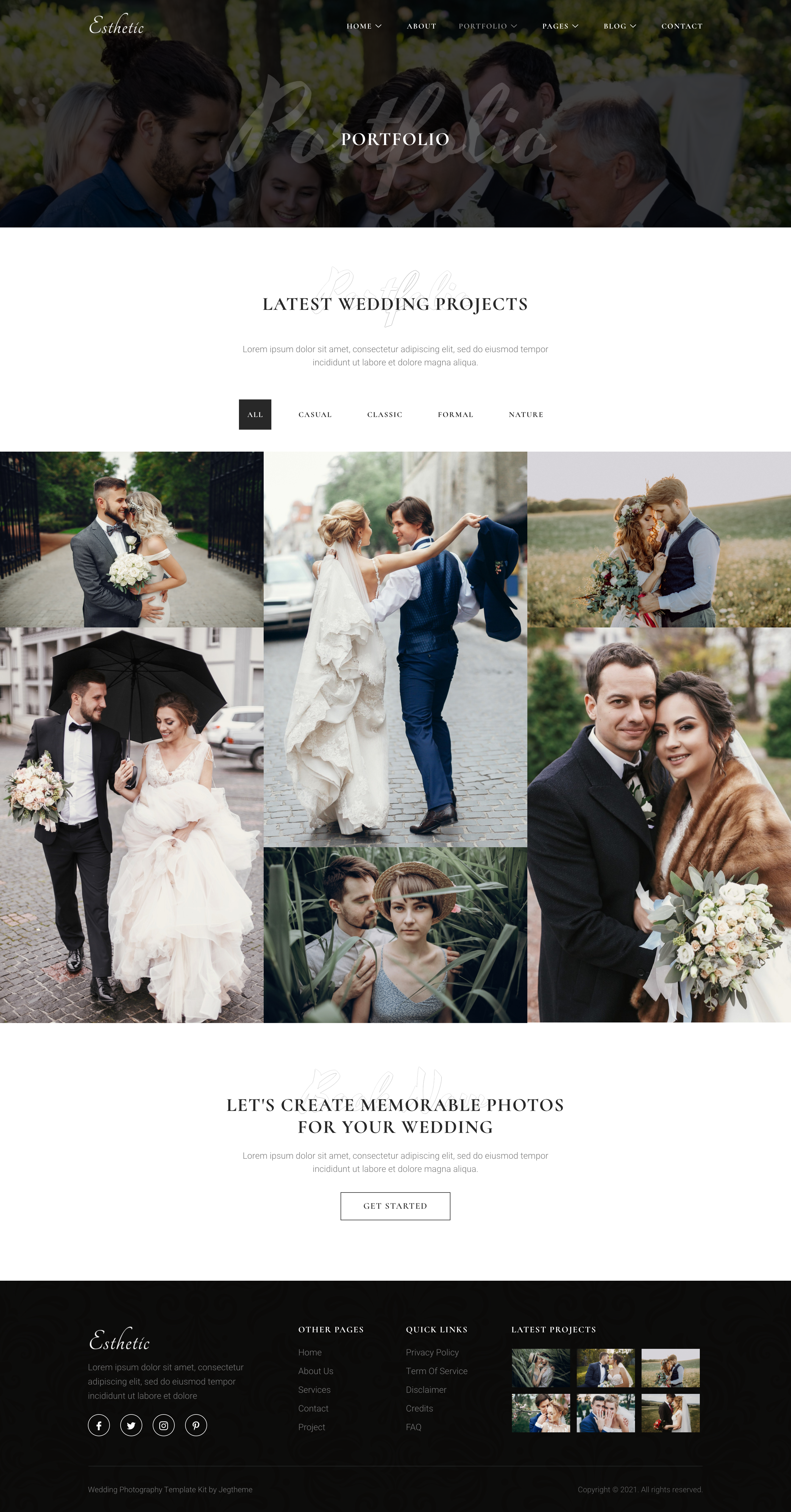 Esthetic – Wedding Photography Elementor Template Kit by jegtheme
