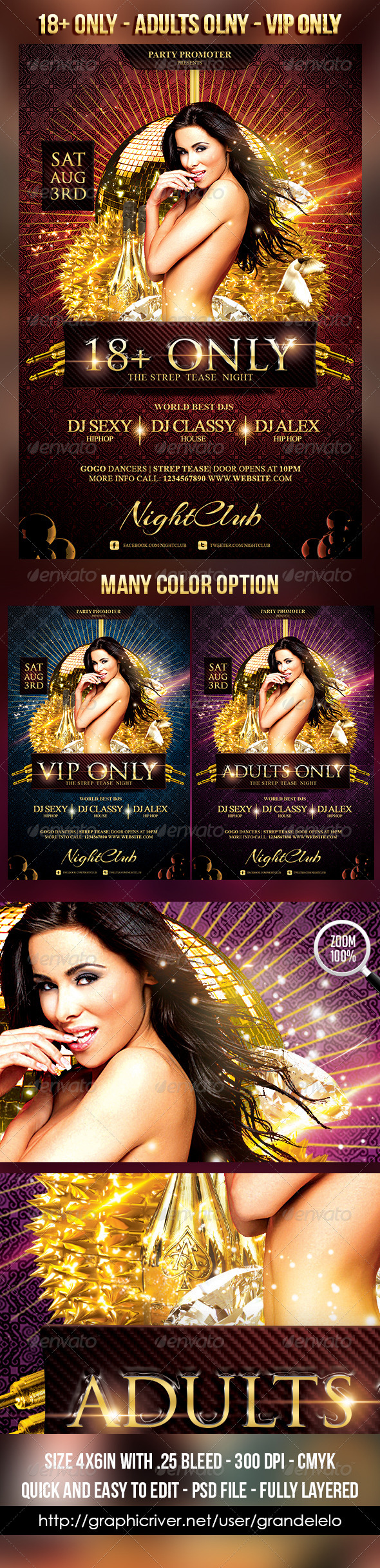18+ Only Flyer Template - Clubs & Parties Events