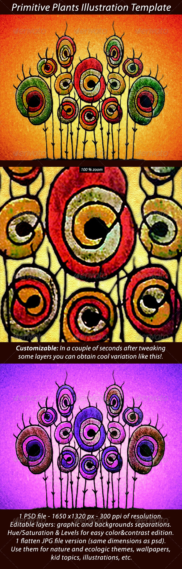 Primitive Plant Illustration Template - Scenes Illustrations