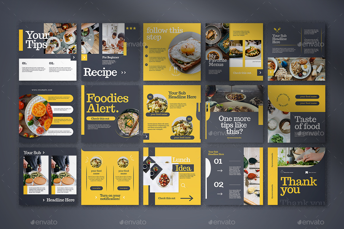 Food Instagram Coach Carousel, Web Elements | GraphicRiver