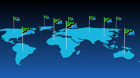 Tanzania National Flag Fly On Earth Map Animation alt