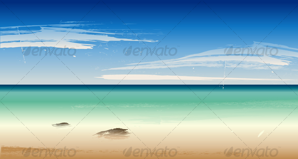 Vector Summertime at the Beach, Sea - Landscapes Nature