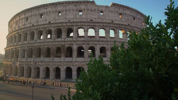 Rome Colosseum and crowded street of Rome , Italy alt