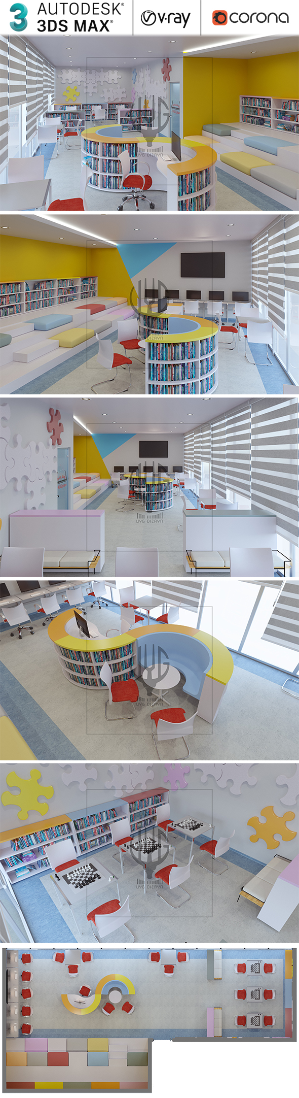 Realistic School Library - 3Docean 30354361