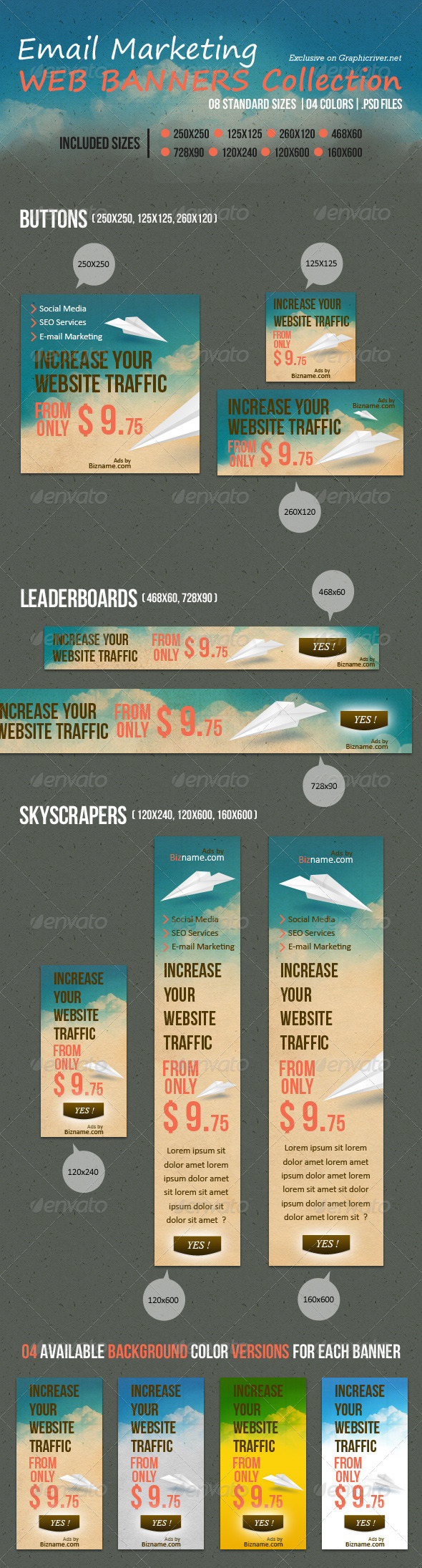 Email Marketing Web Banners Collection - Banners & Ads Web Elements