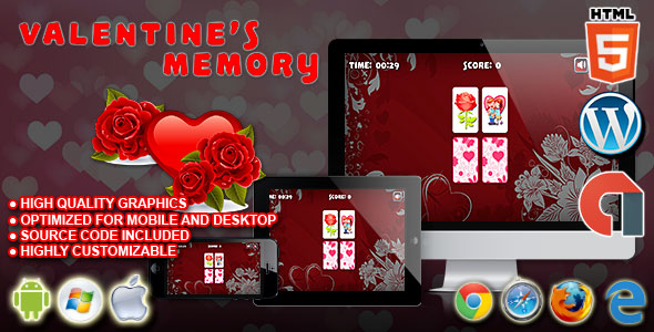 Valentine’s Memory – HTML5 Construct 2 Puzzle Game