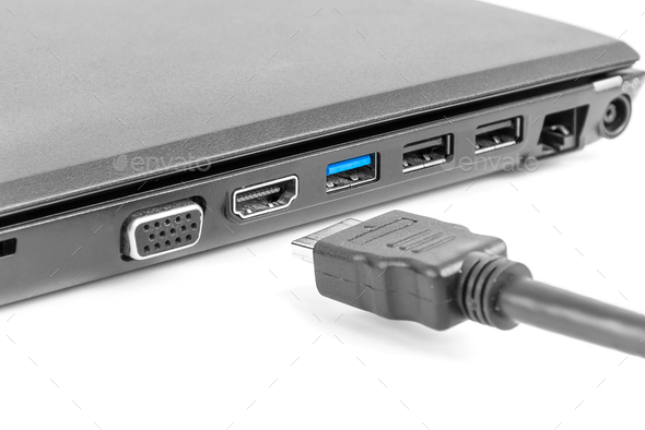 Ten confianza Cría gravedad Plugging in HDMI cable to laptop Stock Photo by mkos83 | PhotoDune