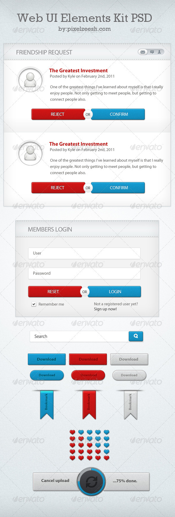 Web UI Elements Kit PSD - User Interfaces Web Elements