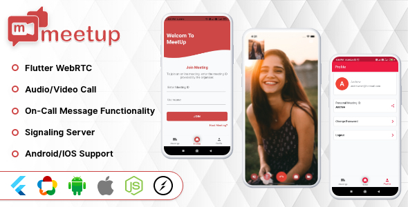 MeetUp: Complete Audio/Video Calling + Meeting Solution With Flutter WebRTC  &  Signaling Server
