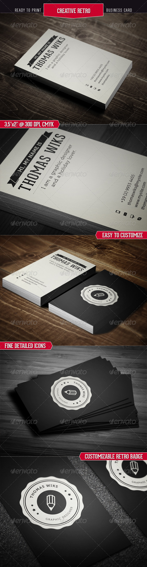 Creative Retro Business Card - Corporate Business Cards