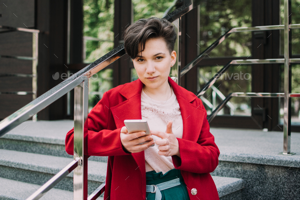 Gen Z Social Media Influencer Technology Youth Millennial People Concept Young Brunette Girl Stock Photo By Irynakhabliuk