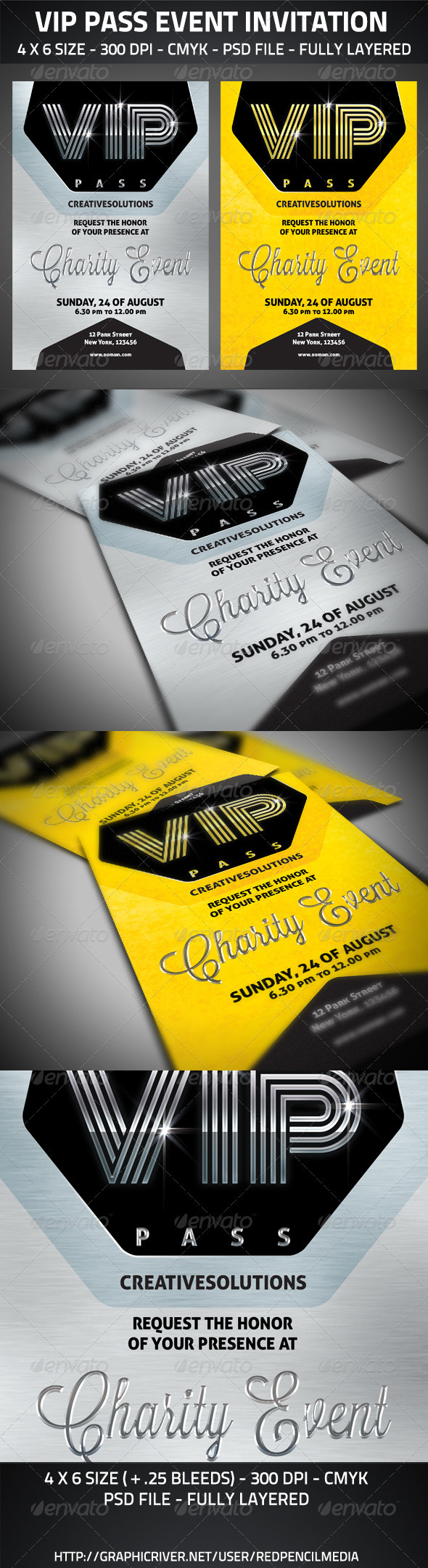 VIP Pass Event Invitation - Cards & Invites Print Templates