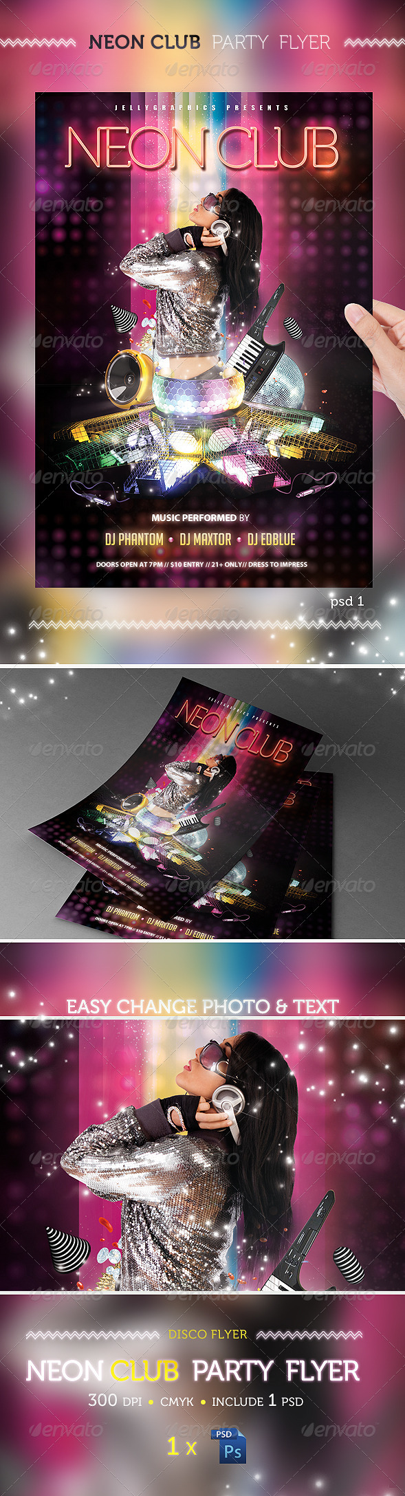 Neon Club Party Flyer Template - Clubs & Parties Events