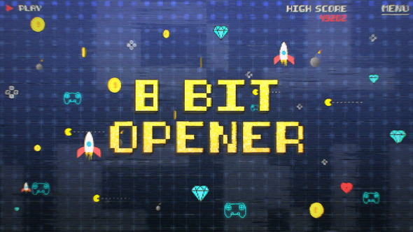 8 Bit Old Game Opener and Title