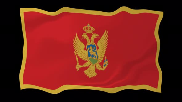 Montenegro Flag Wave Motion Black Background