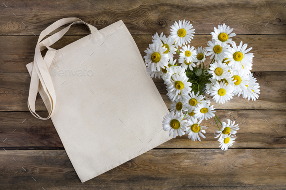 Download Placeit Rustic Tote Bag Mockup With Field Daisy Stock Photo By Tasipas