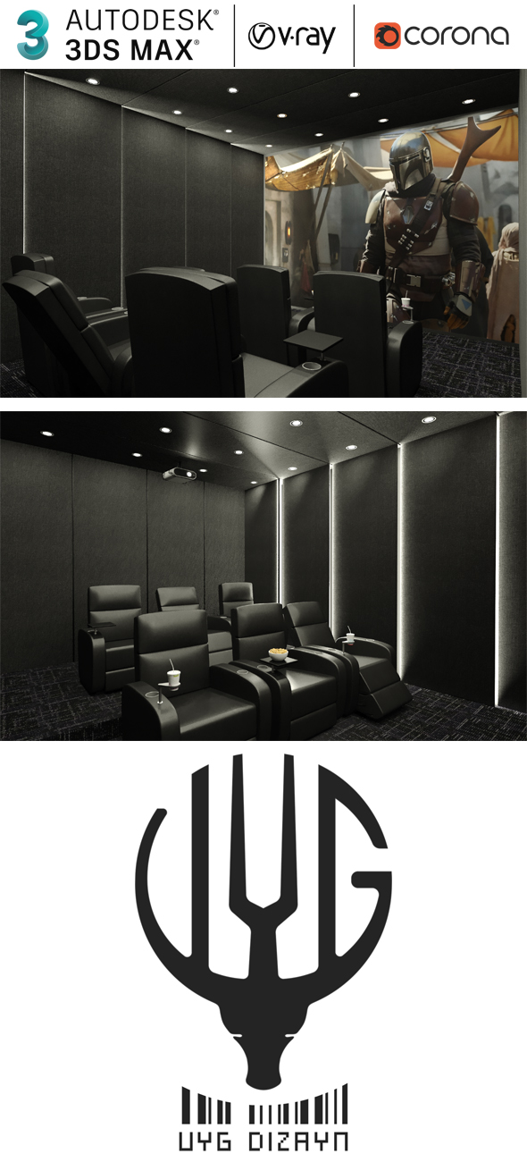 Realistic Cinema Room - 3Docean 30385090