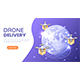 Isometric Web Banner Quadcopter or Drone Flying and Carrying a Package ...