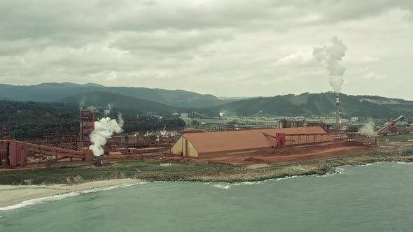 Aluminum Mill in Galicia Spain Aerial View of Industrial Plant alt