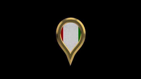 Italy Flag 3D Rotating Location Gold Pin Icon alt