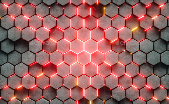 3D Illustration. Hexagonal abstract background. - Stock Photo - Images