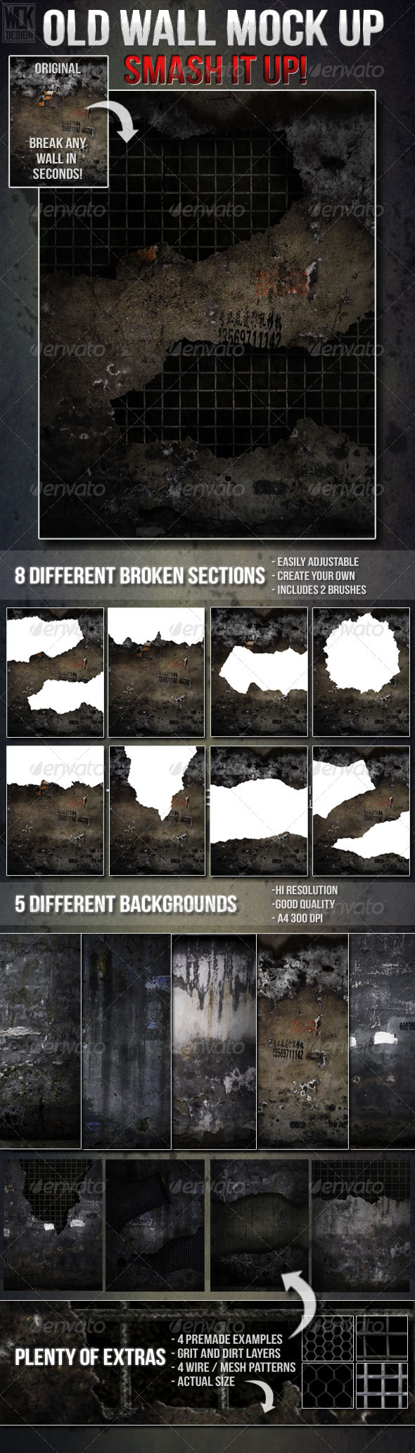 Old Destructible Wall Mock Up - Backgrounds Graphics