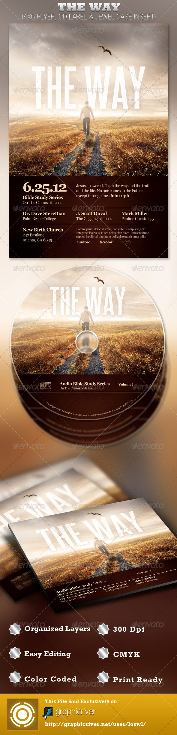The Way Church Flyer and CD Template - Church Flyers