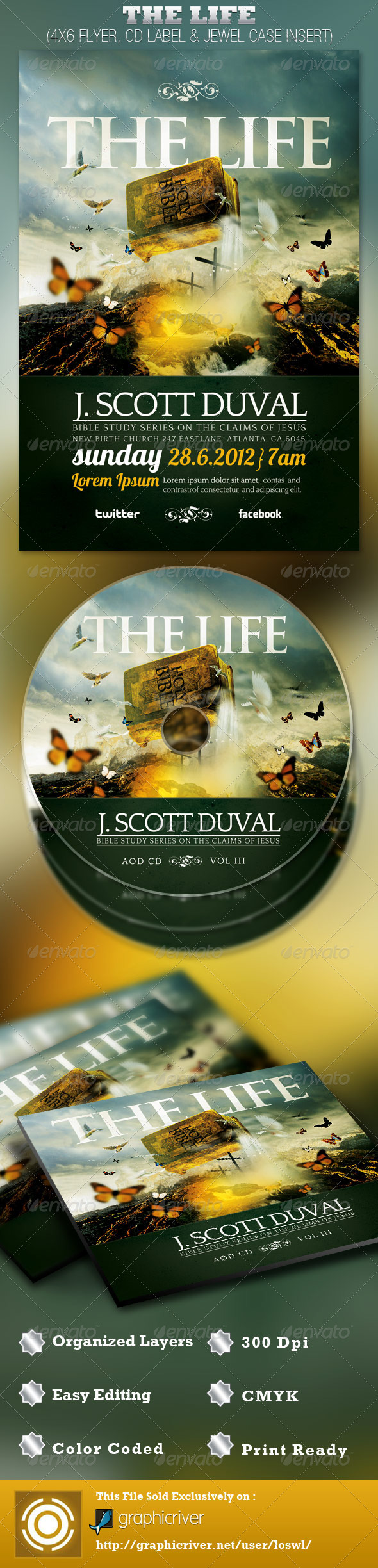 The Life Church Flyer and CD Template - Church Flyers