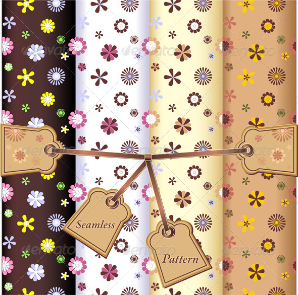Set Seamless flowers patterns - Patterns Decorative