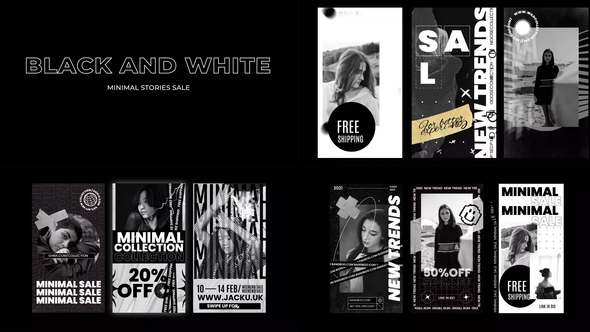 Black and White Stories Minimal Product Promo template preview