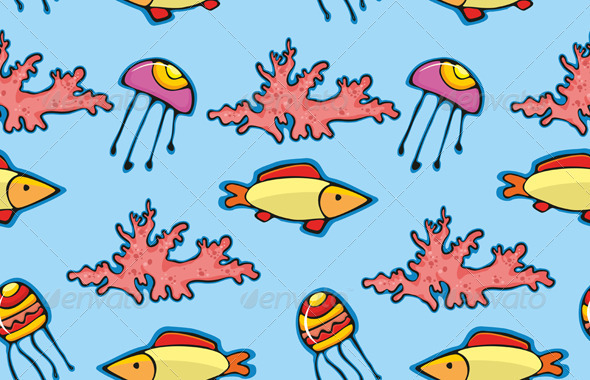 Seamless Background Fish Sea - Backgrounds Decorative