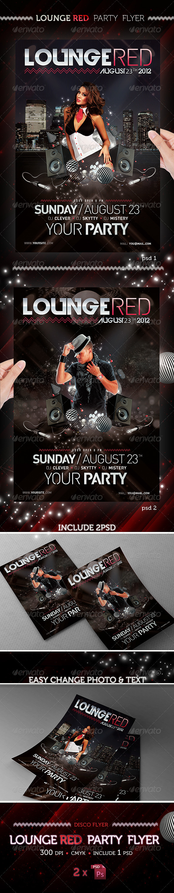 Lounge Red Party Flyer Template - Clubs & Parties Events