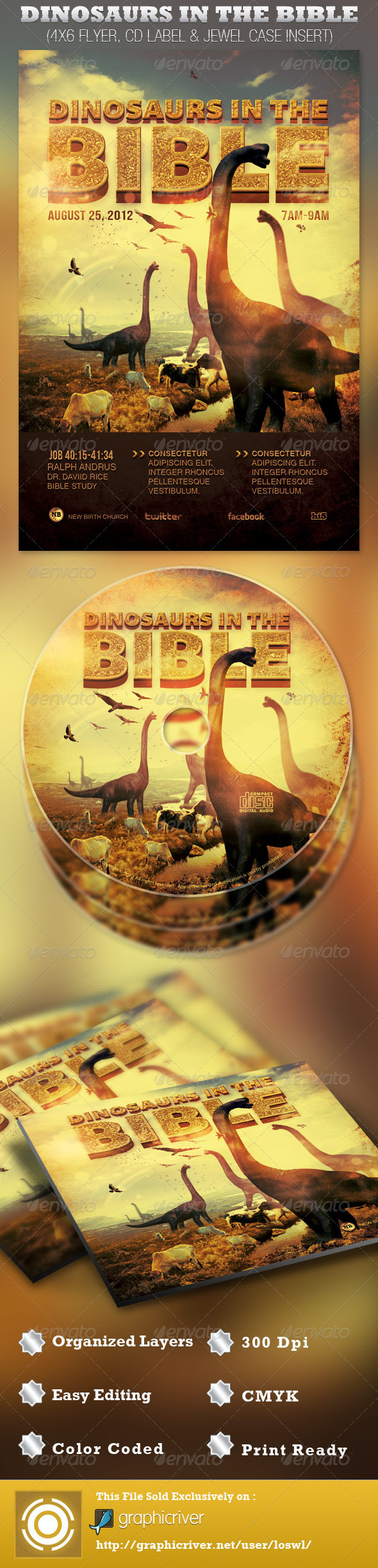 Dinosaurs in the Bible Church Flyer and CD - Church Flyers