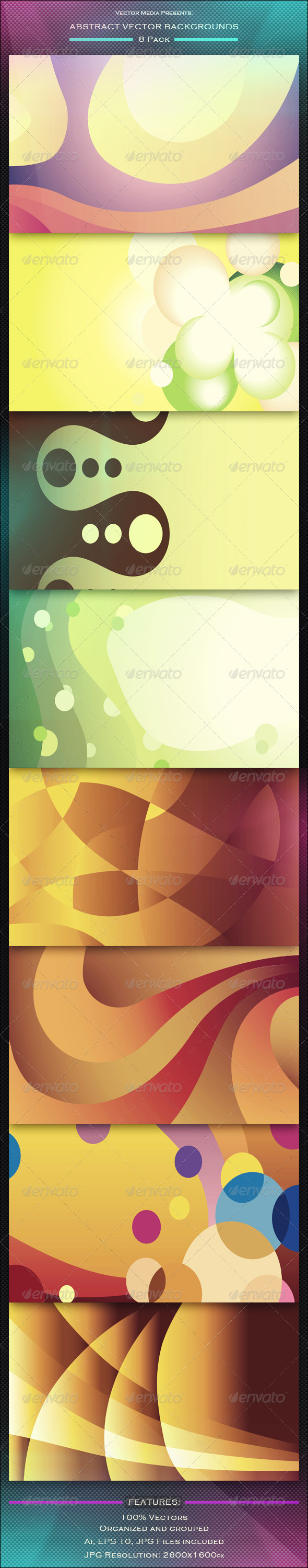 Abstract Vector Backgrounds - 8 Pack - Backgrounds Decorative