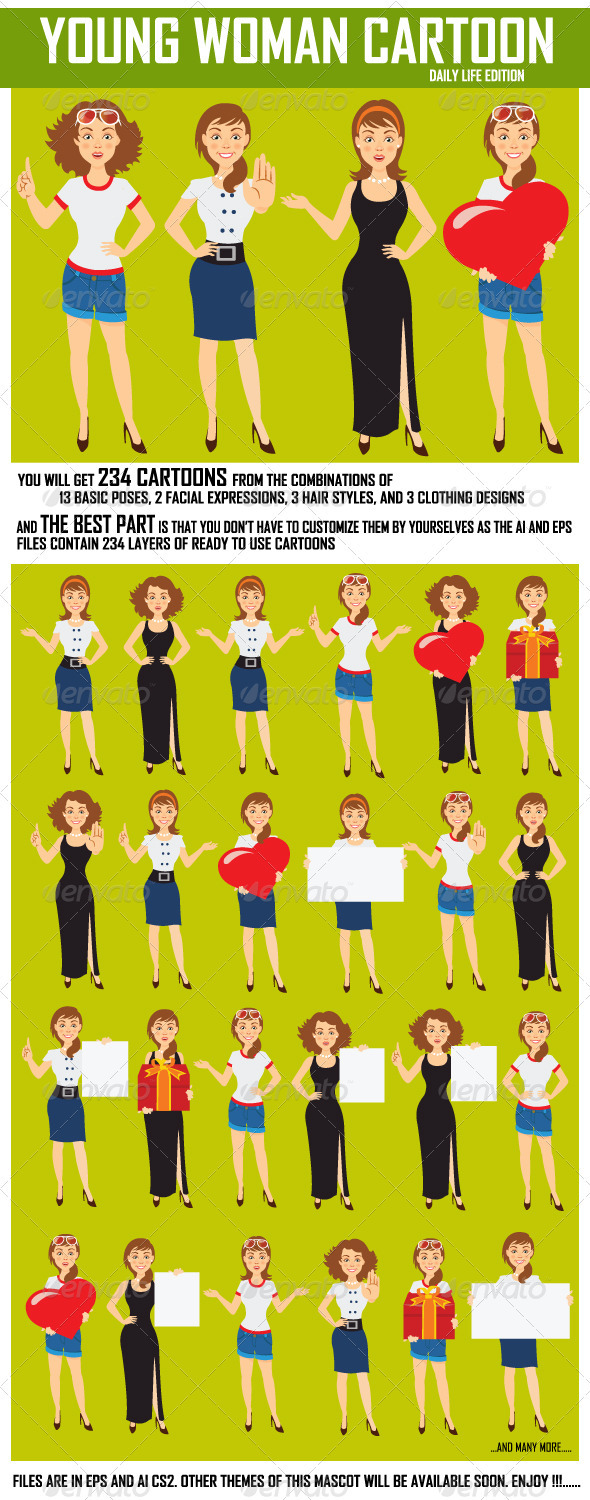 Young Woman Cartoon - People Characters