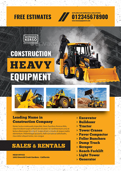 Construction Heavy Equipment, Print Templates | GraphicRiver