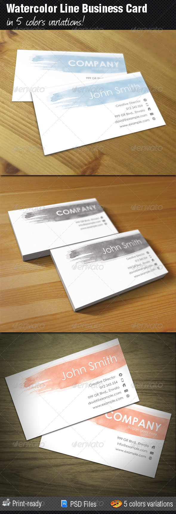 Watercolor Line Business Card - Corporate Business Cards